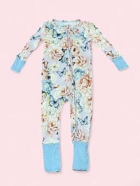 Posh Peanut Butterfly Floral Bamboo Sleeper 9–12M Convertible Pink & Blue GUC
